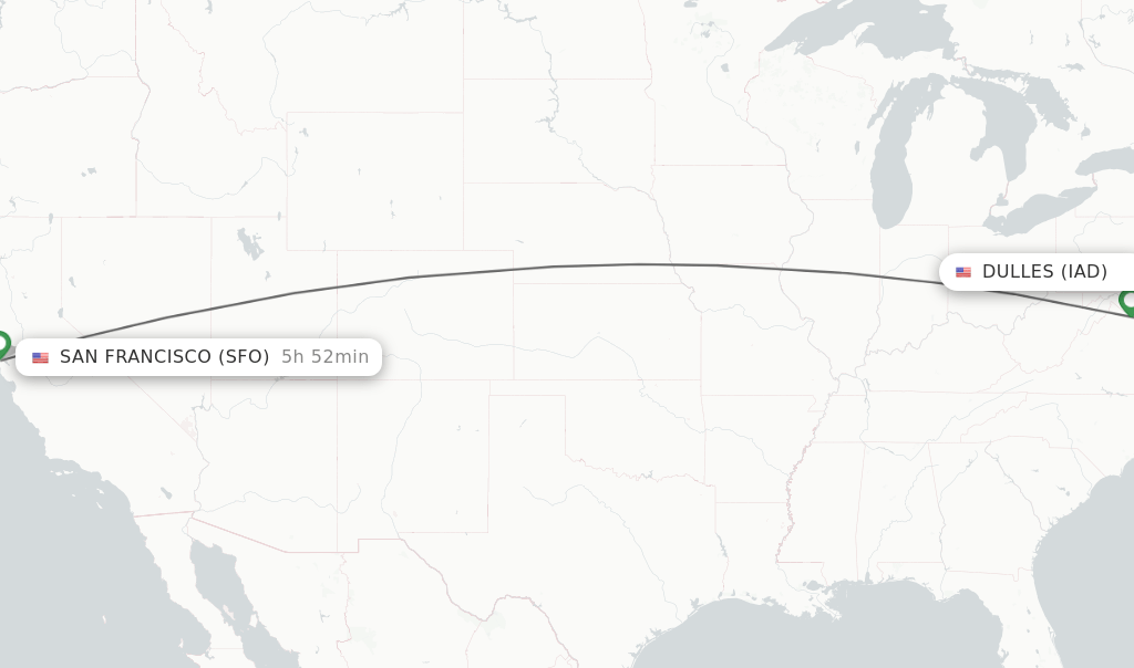 Direct (nonstop) flights from Dulles to San Francisco schedules
