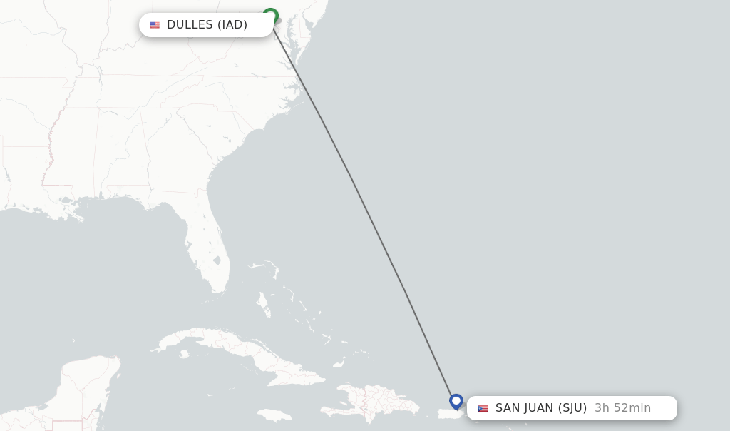 Direct (nonstop) flights from Dulles to San Juan schedules