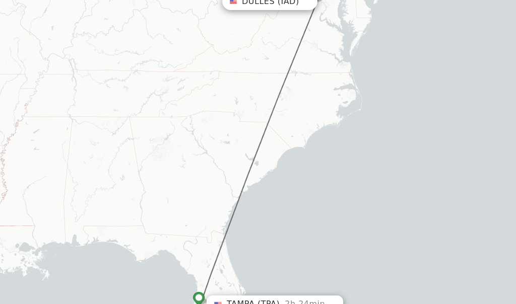 Direct (nonstop) flights from Dulles to Tampa schedules
