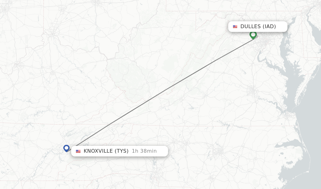 Direct (nonstop) flights from Dulles to Knoxville schedules