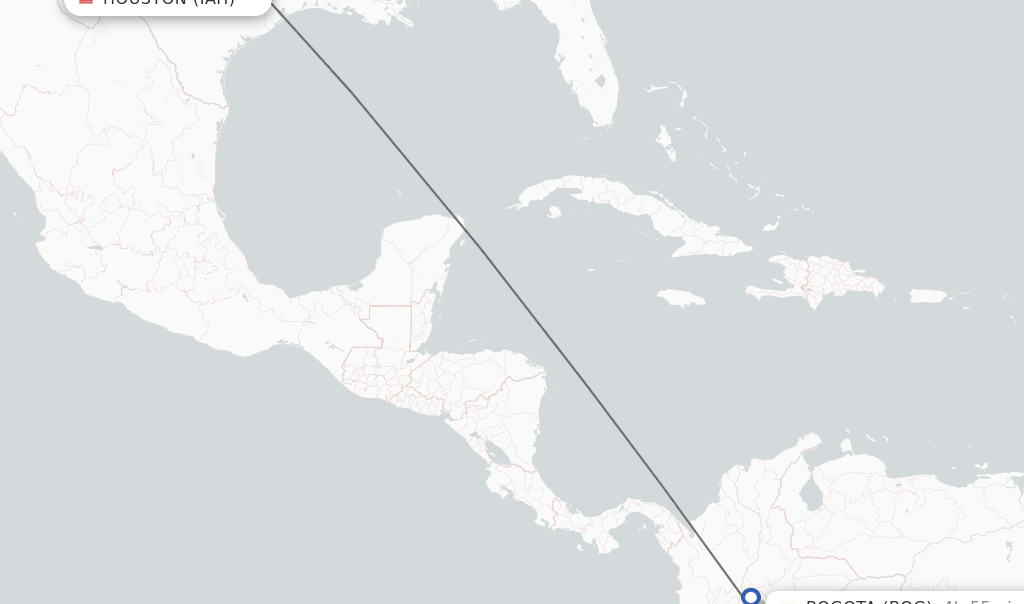 Direct (nonstop) flights from Houston to Bogota schedules