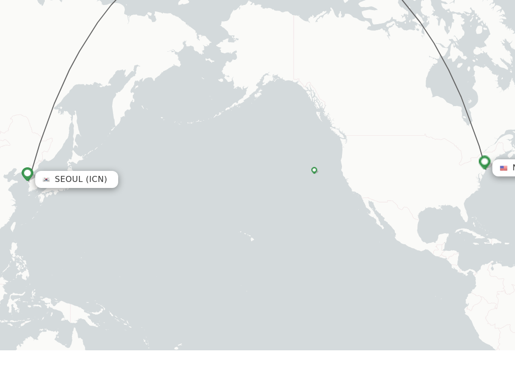 Direct (nonstop) flights from Seoul to New York schedules