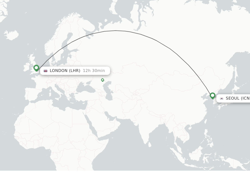 Direct (nonstop) flights from Seoul to London schedules