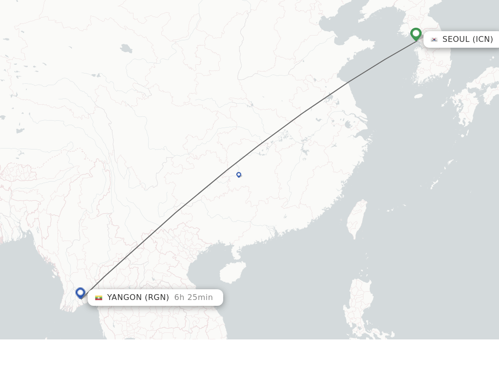 Direct (nonstop) flights from Seoul to Yangon schedules
