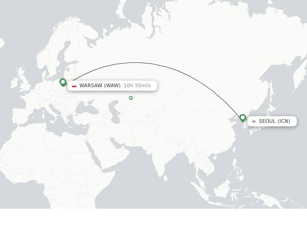 Direct (nonstop) flights from Seoul to Warsaw schedules