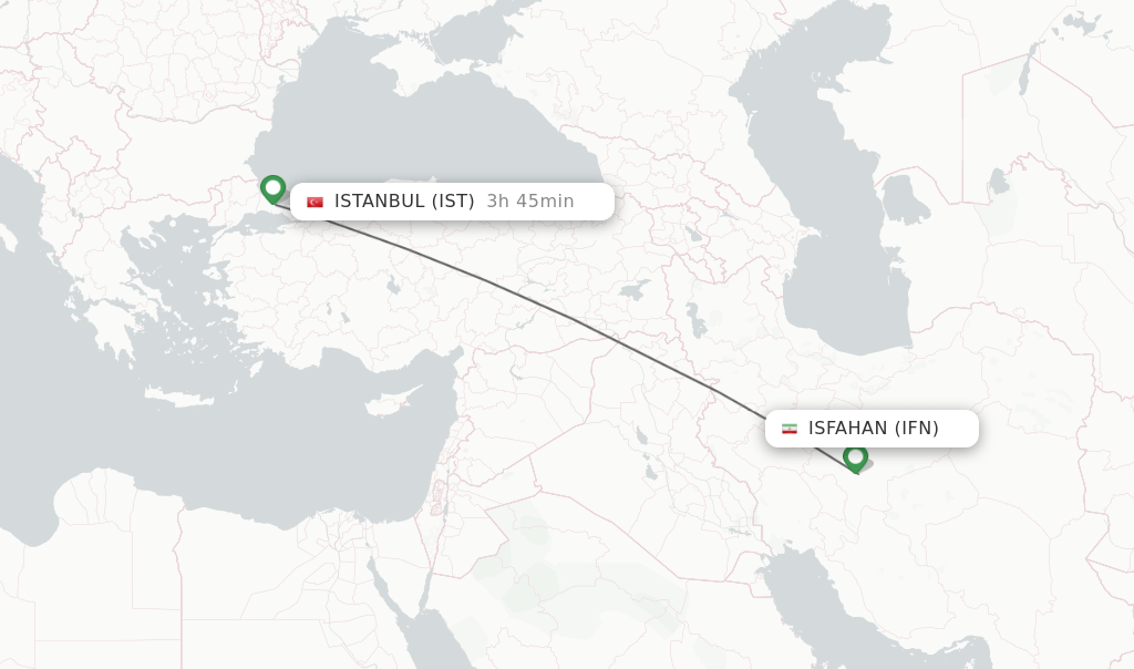 Direct (nonstop) flights from Isfahan to Istanbul schedules