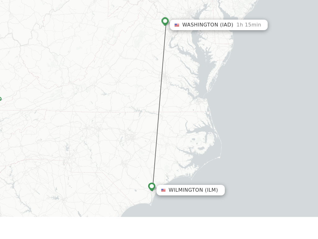 Direct (nonstop) flights from Wilmington to Dulles schedules
