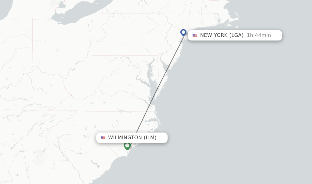 Direct (nonstop) flights from Wilmington to New York schedules