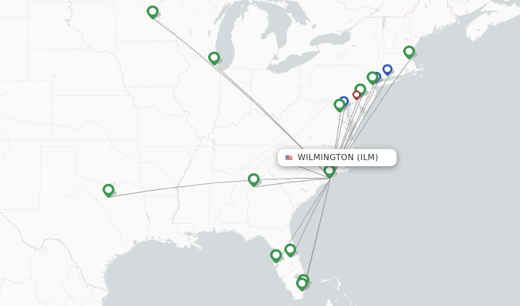 Direct (nonstop) flights from Wilmington (ILM)