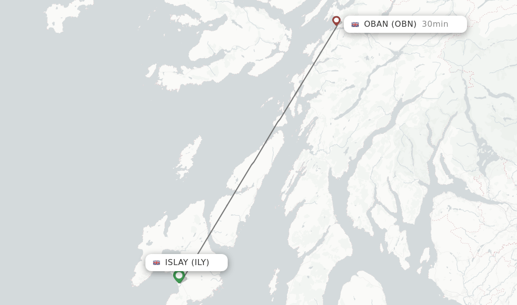 Direct (nonstop) flights from Islay to Oban schedules