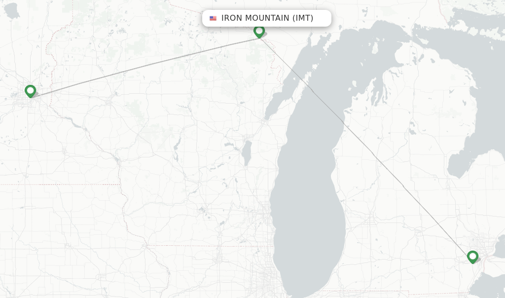 Direct (nonstop) flights from Iron Mountain, Ford Airport (IMT