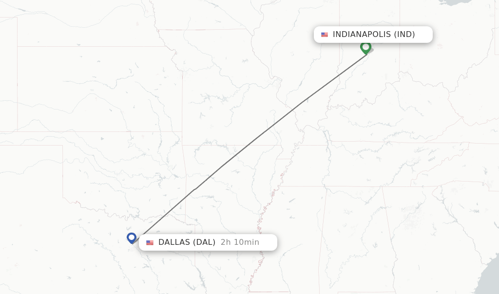 Direct (nonstop) flights from Indianapolis to Dallas schedules