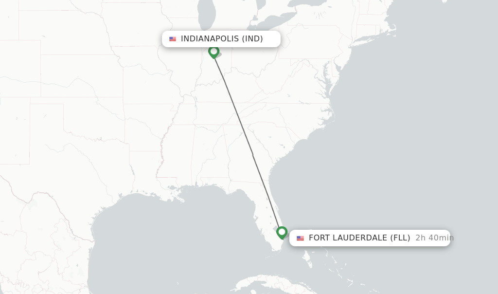 Direct (nonstop) flights from Indianapolis to Fort Lauderdale