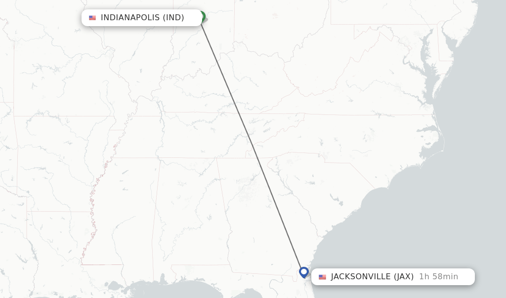 Direct (nonstop) flights from Indianapolis to Jacksonville schedules