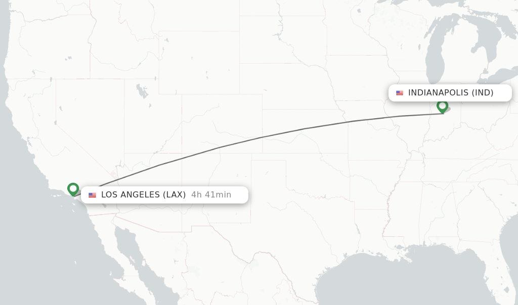 Direct (nonstop) flights from Indianapolis to Los Angeles schedules