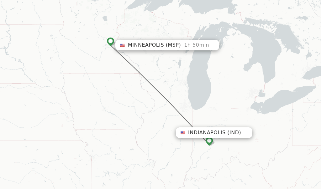 Direct (nonstop) flights from Indianapolis to Minneapolis schedules