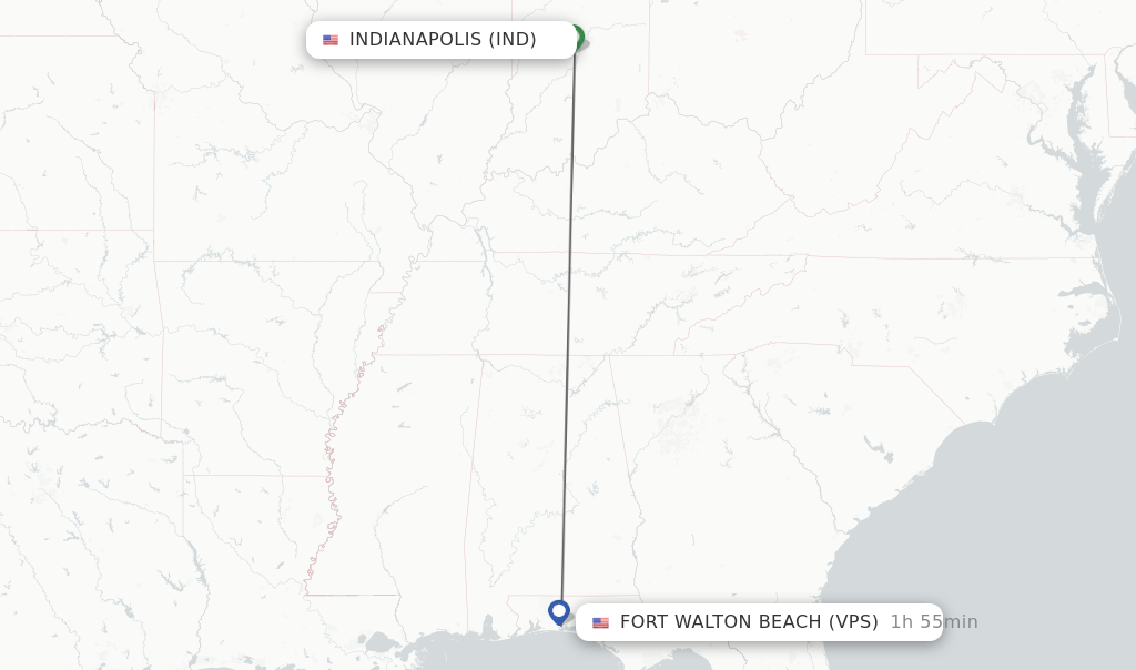 Direct (nonstop) flights from Indianapolis to Fort Walton Beach