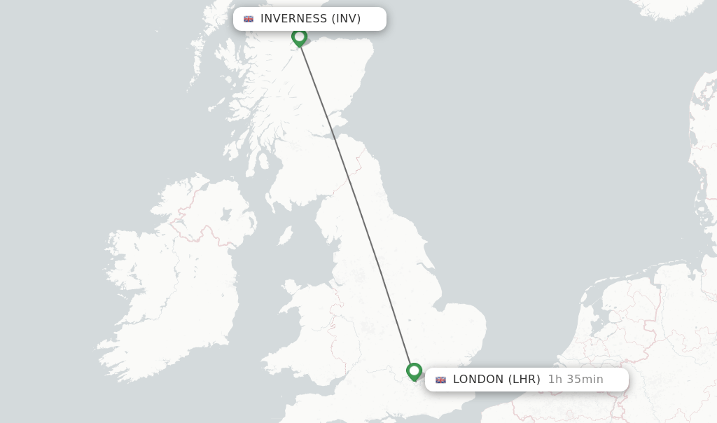 Direct (nonstop) flights from Inverness to London schedules