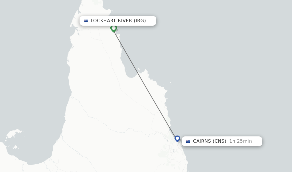 Direct (nonstop) flights from Lockhart River to Cairns schedules