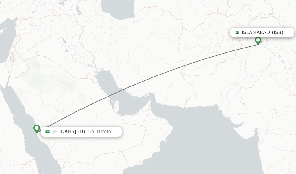 Direct (nonstop) flights from Islamabad to Jeddah schedules