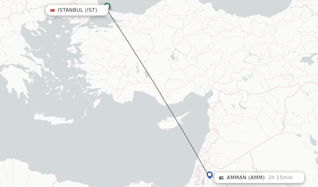 Direct (nonstop) flights from Istanbul to Amman schedules
