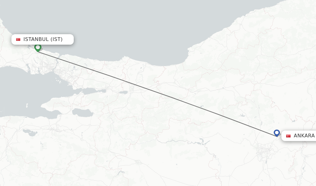 Direct (nonstop) flights from Istanbul to Ankara schedules