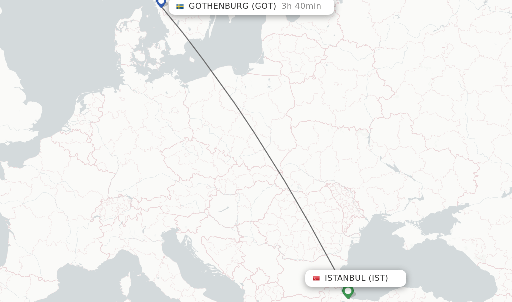 Direct (nonstop) flights from Istanbul to Gothenburg schedules