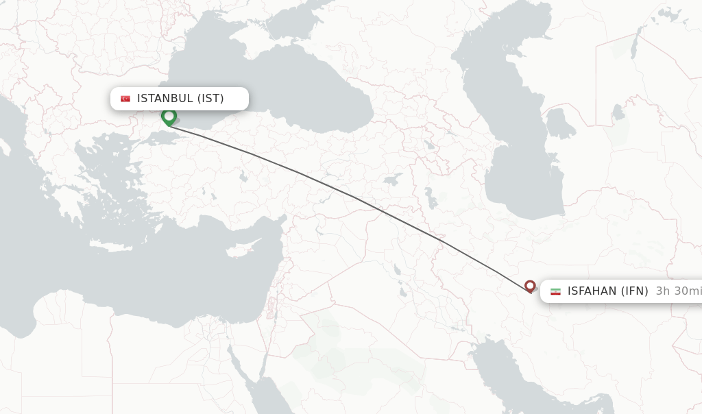 Direct (nonstop) flights from Istanbul to Isfahan schedules