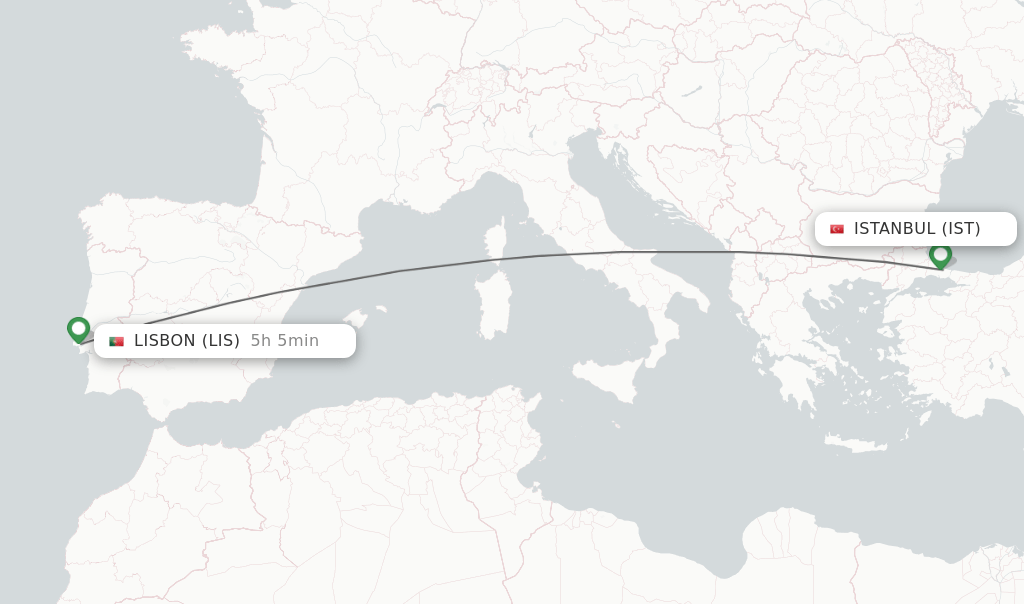 Direct (nonstop) flights from Istanbul to Lisbon schedules