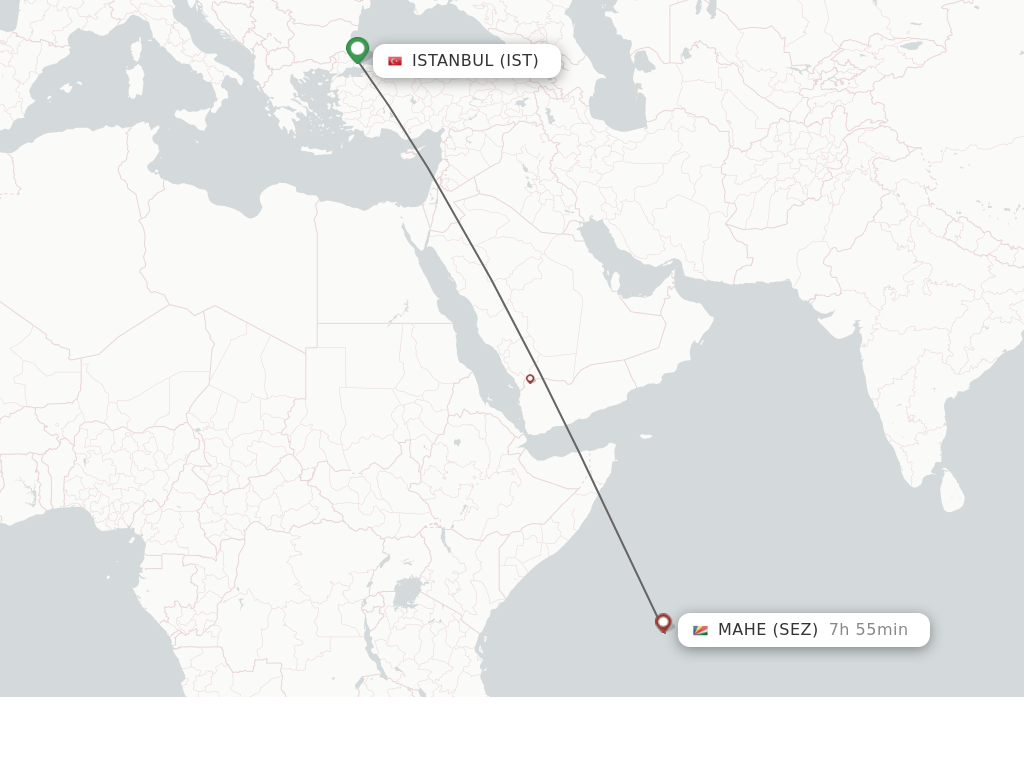 Direct (nonstop) flights from Istanbul to Mahe Island schedules