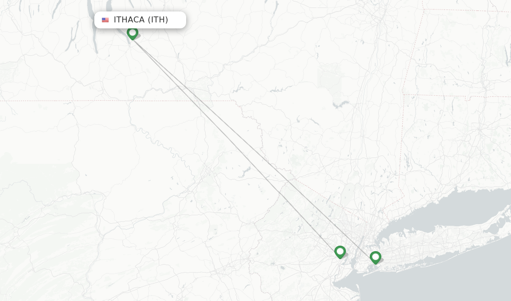 Direct (nonstop) flights from Ithaca Tompkins Regional Airport (ITH