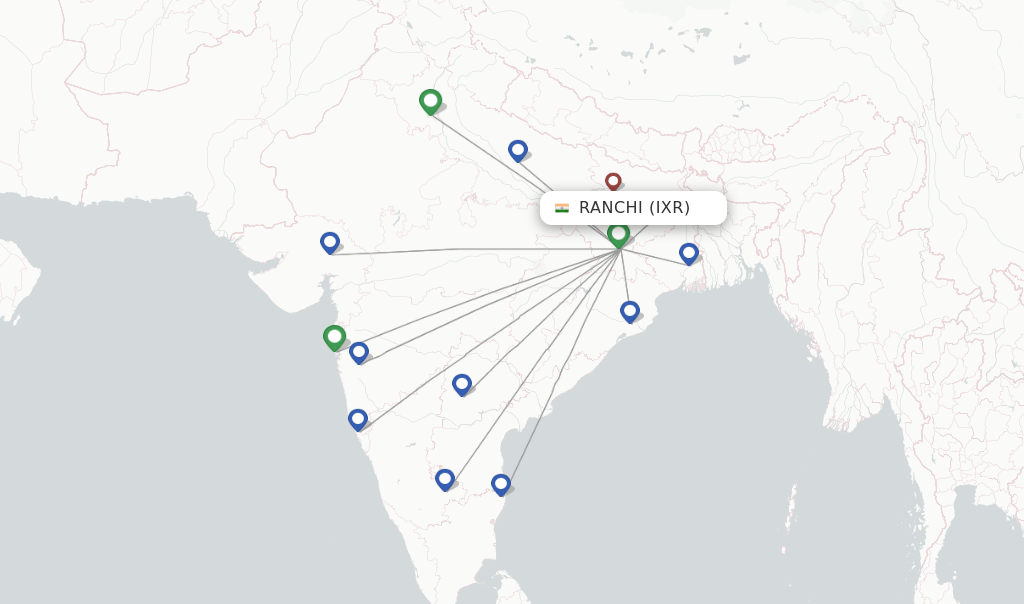 Direct (nonstop) flights from Ranchi, Birsa Munda (IXR)