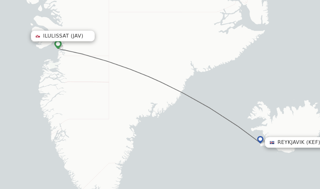 Direct (nonstop) flights from Ilulissat to Reykjavik schedules