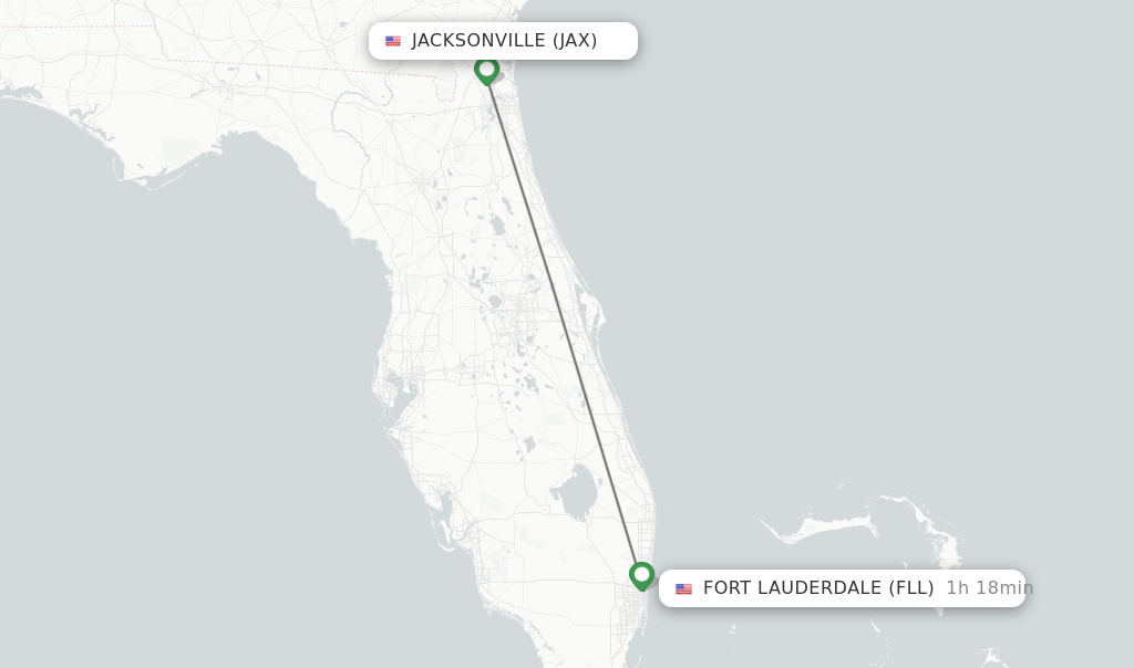 Direct (nonstop) flights from Jacksonville to Fort Lauderdale