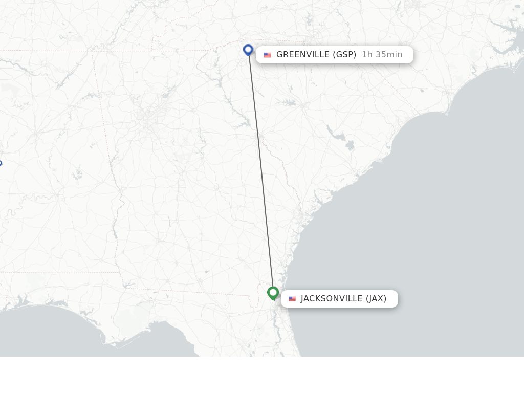 Direct (nonstop) flights from Jacksonville to Greenville schedules