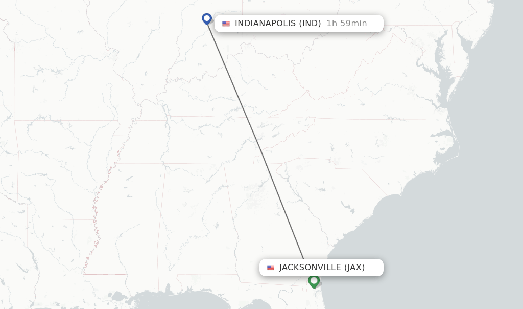 Direct (nonstop) flights from Jacksonville to Indianapolis schedules