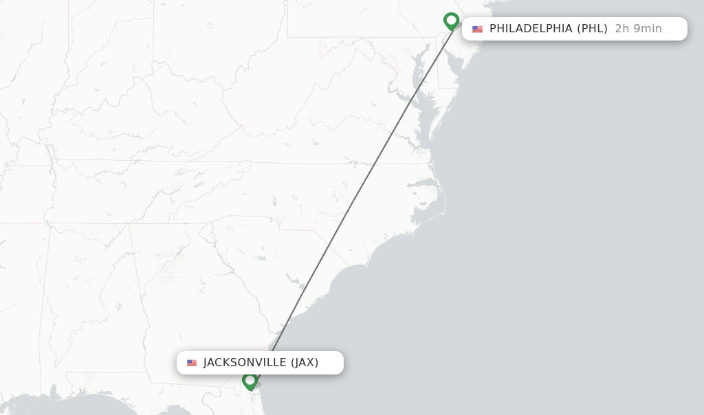 Direct (nonstop) flights from Jacksonville to Philadelphia schedules