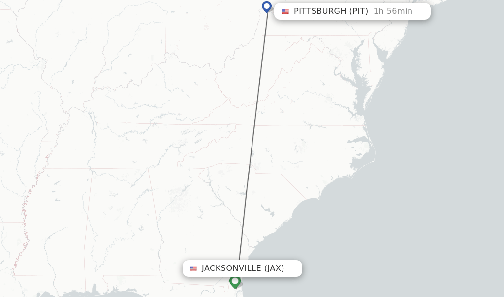 Direct (nonstop) flights from Jacksonville to Pittsburgh schedules