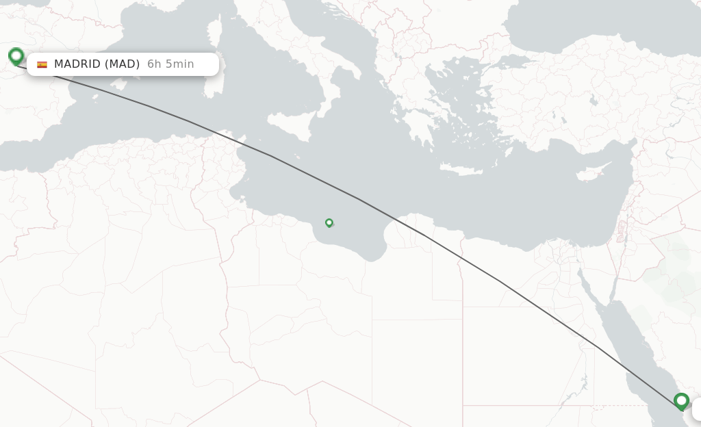 Direct (nonstop) flights from Jeddah to Madrid schedules