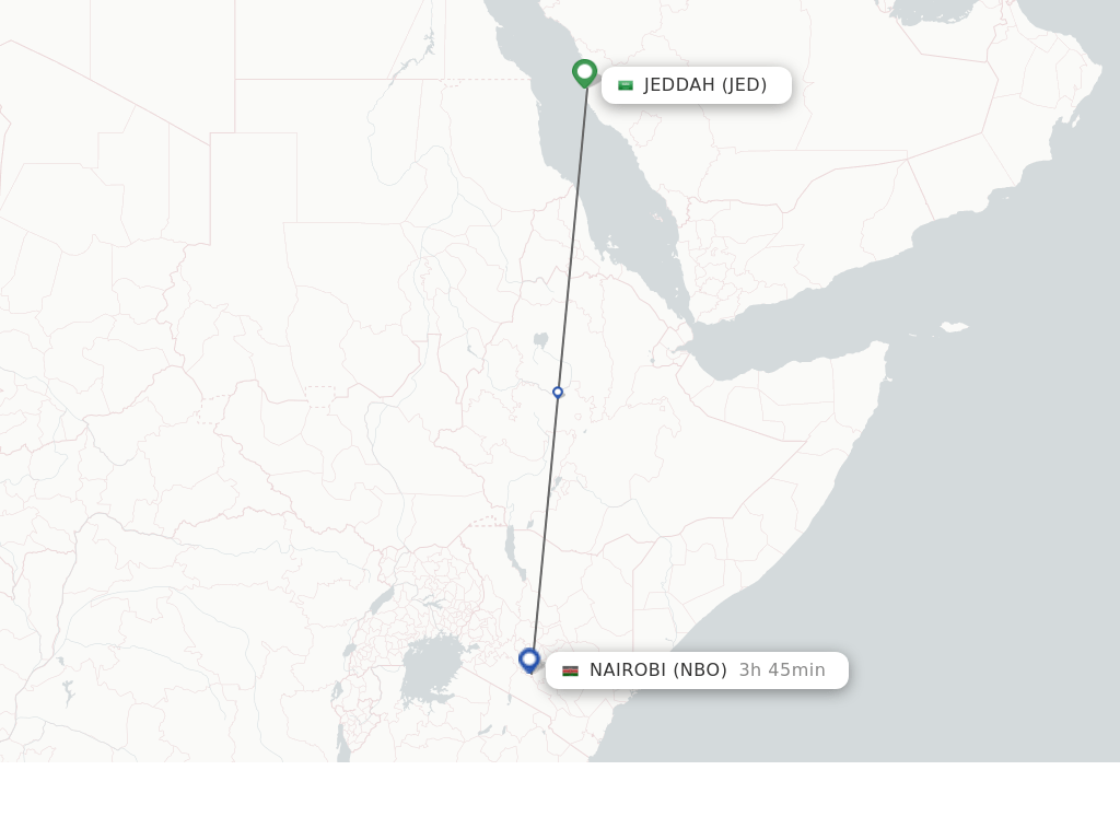 Direct (nonstop) flights from Jeddah to Nairobi schedules