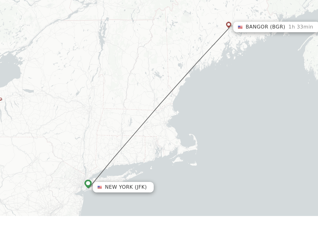 Direct (nonstop) flights from New York to Bangor schedules