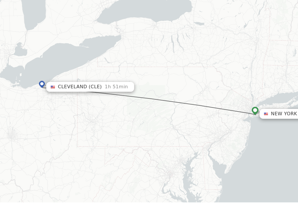 Direct (nonstop) flights from New York to Cleveland schedules