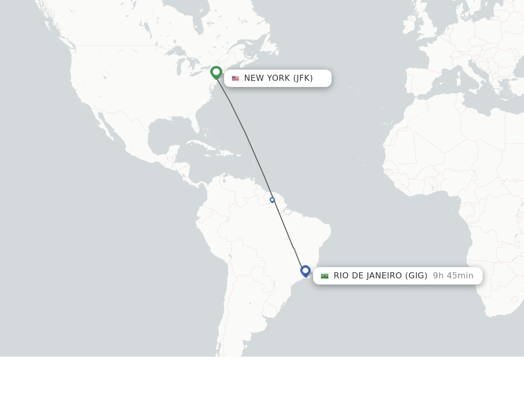 Direct (nonstop) flights from New York to Rio De Janeiro schedules