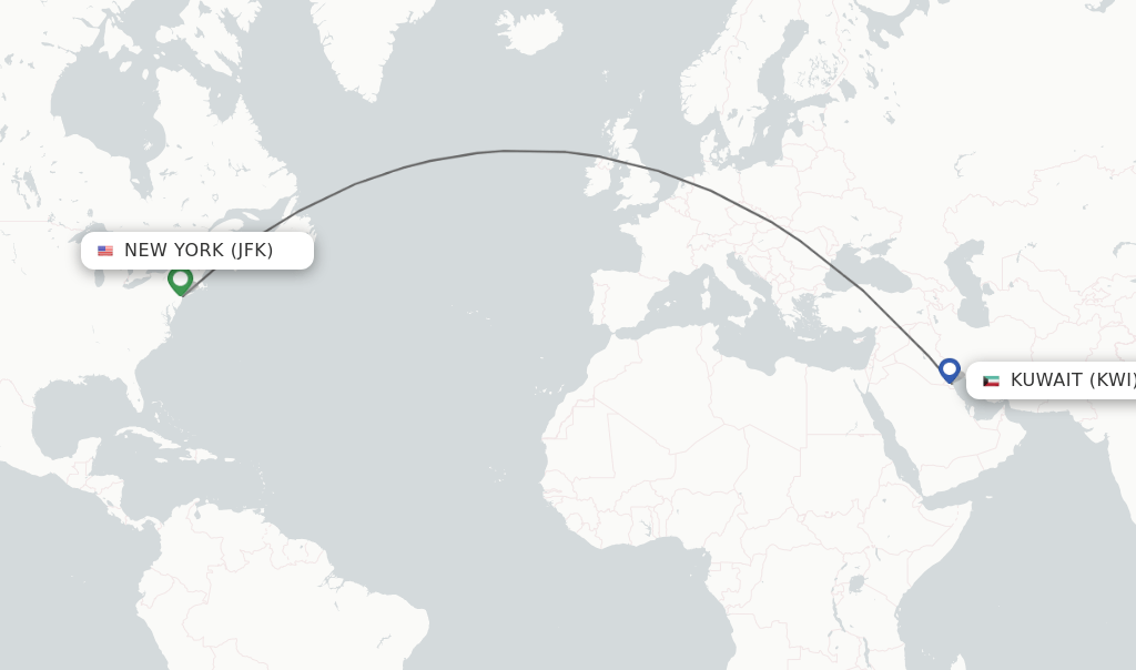 Direct (nonstop) flights from New York to Kuwait schedules