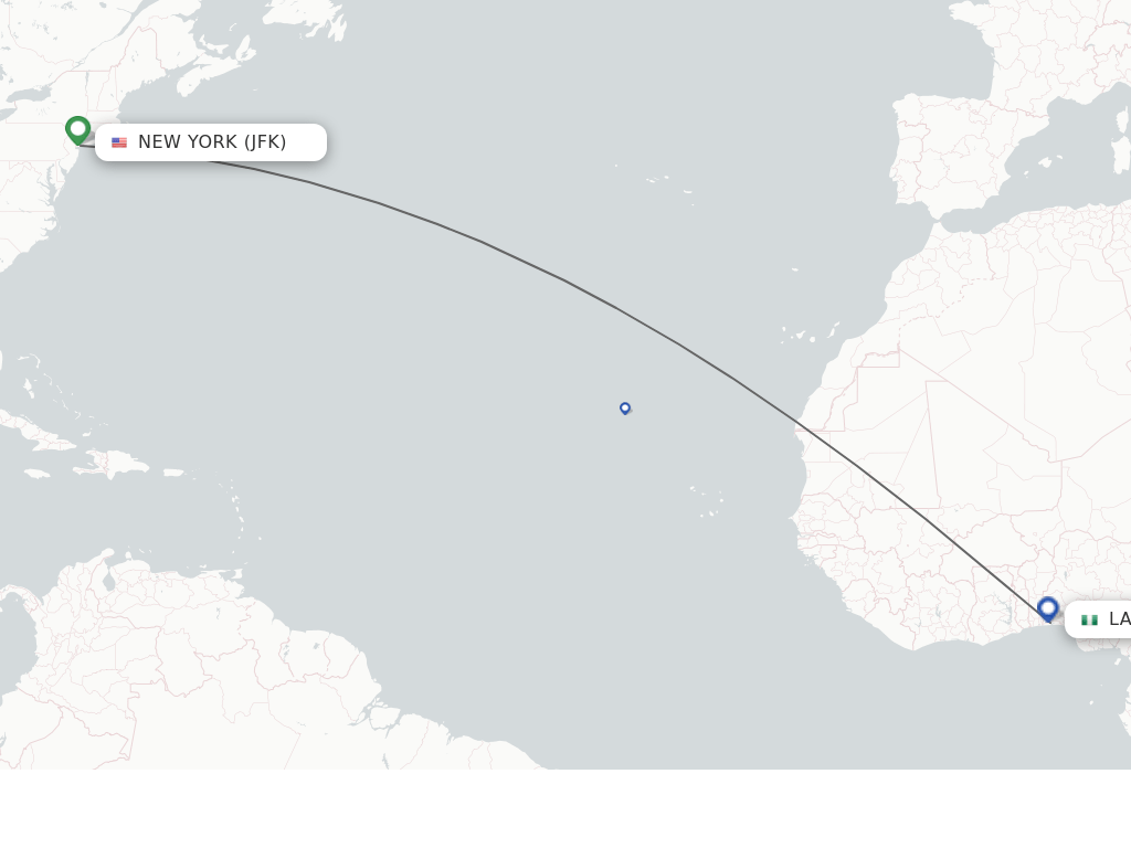 Direct (nonstop) flights from New York to Lagos schedules