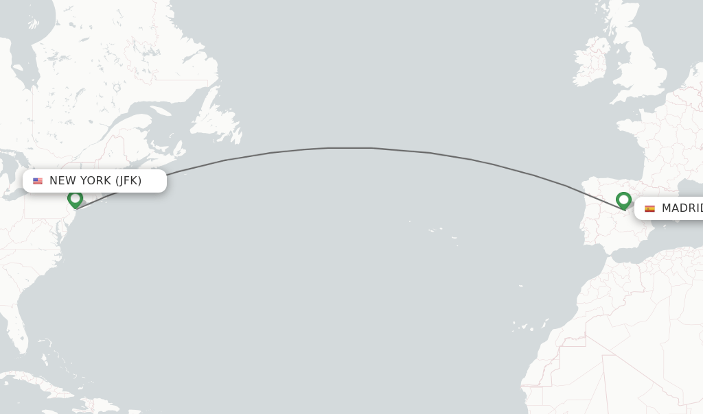 Direct (nonstop) flights from New York to Madrid schedules