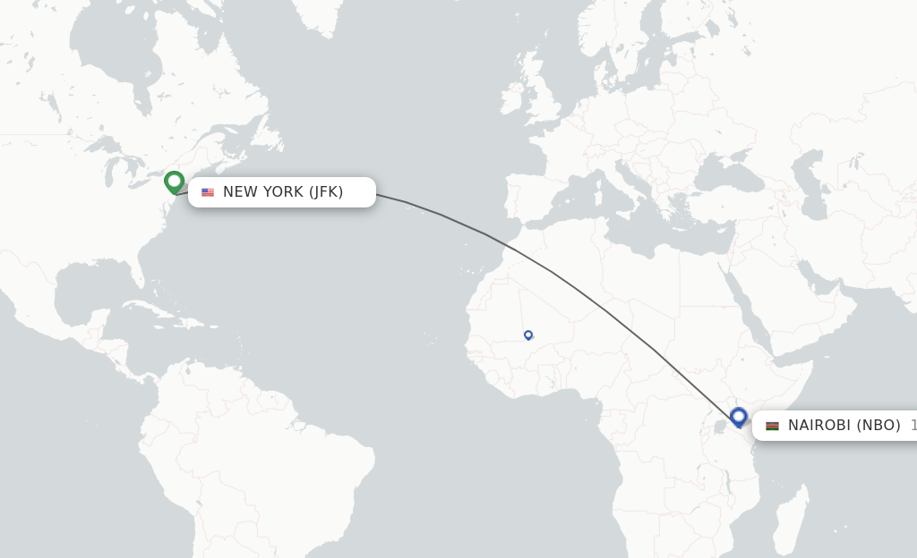Direct (nonstop) flights from New York to Nairobi schedules
