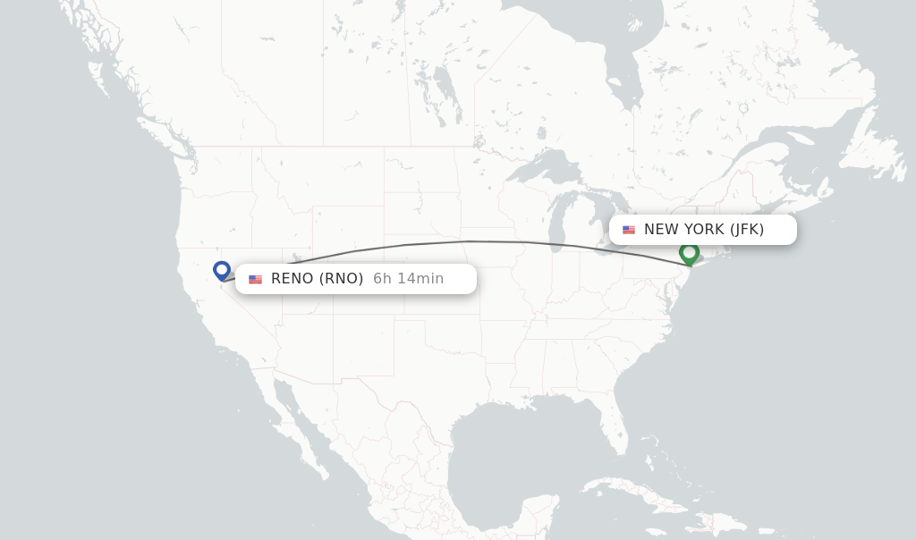 Direct (nonstop) flights from New York to Reno schedules