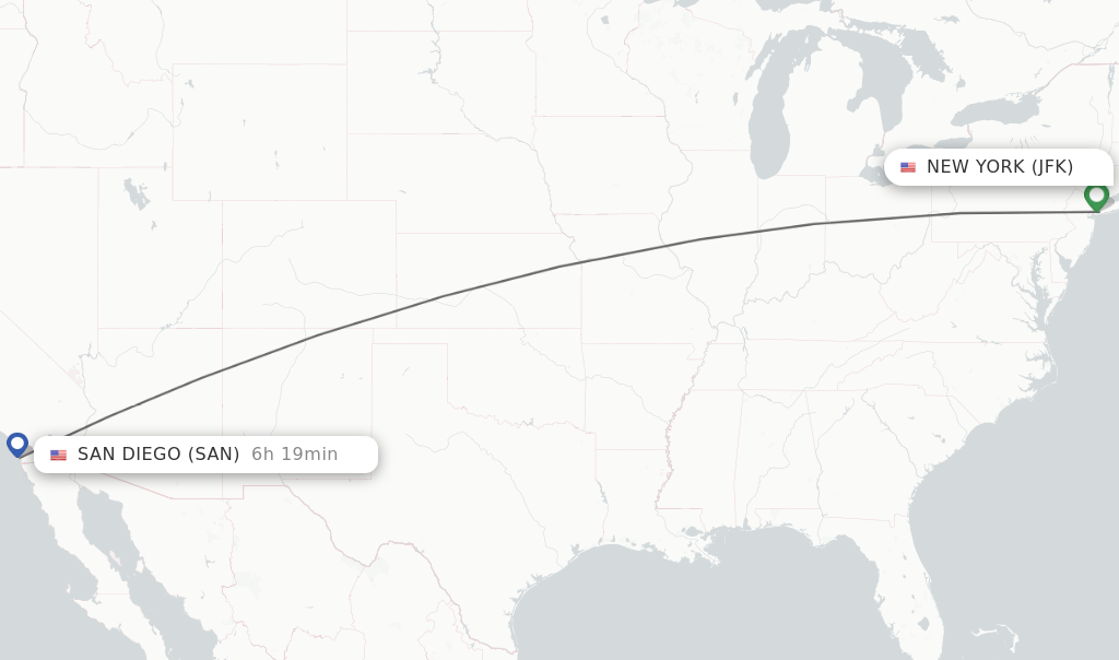 Direct (nonstop) flights from New York to San Diego schedules