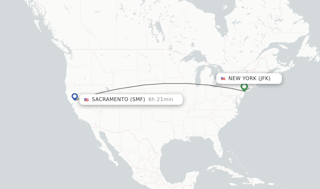 Direct (nonstop) flights from New York to Sacramento schedules